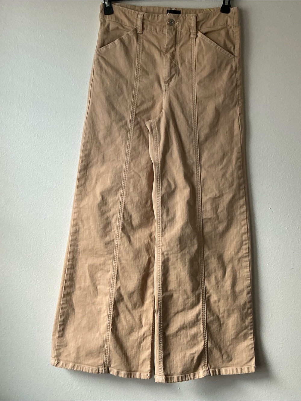 Maeve by Anthropologie Wide Leg Crop Seamed Pants Khaki Tan Size 29 - Picture 2 of 12